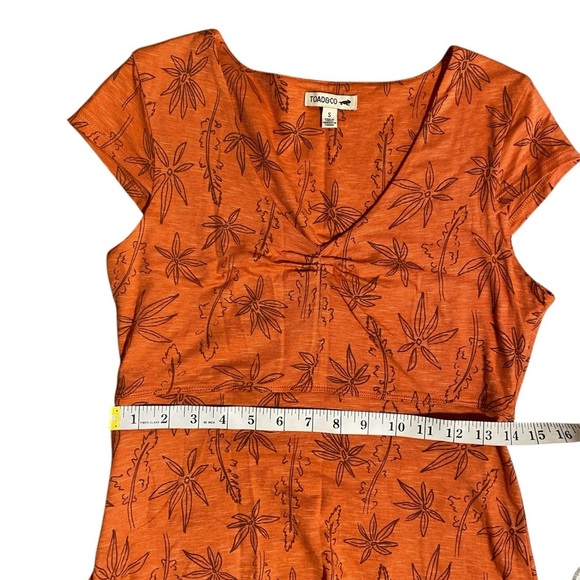 Toad & Co Tabitha Ruched line art organic cotton blend dress Size S - Picture 9 of 9